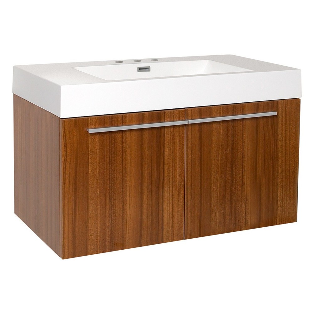 Fresca Vista 36" Teak Modern Bathroom Cabinet w/ Integrated Sink