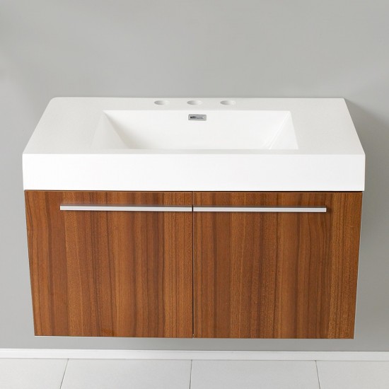 Fresca Vista 36" Teak Modern Bathroom Cabinet w/ Integrated Sink