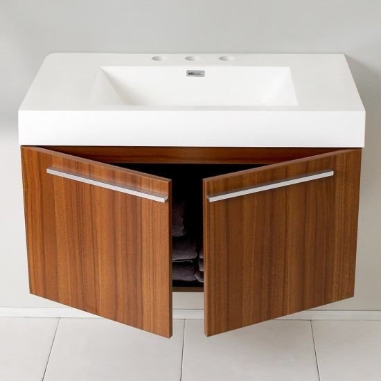 Fresca Vista 36" Teak Modern Bathroom Cabinet w/ Integrated Sink