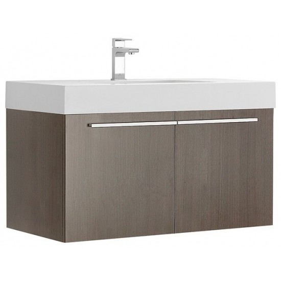 Fresca Vista 36" Gray Oak Modern Bathroom Cabinet w/ Integrated Sink