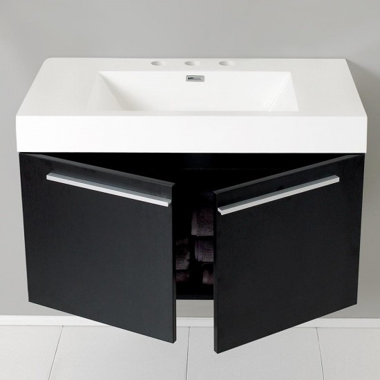 Fresca Vista 36" Black Modern Bathroom Cabinet w/ Integrated Sink