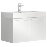 Fresca Vista 30" White Wall Hung Modern Bathroom Cabinet w/ Integrated Sink