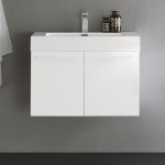 Fresca Vista 30" White Wall Hung Modern Bathroom Cabinet w/ Integrated Sink