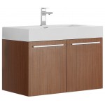 Fresca Vista 30" Teak Wall Hung Modern Bathroom Cabinet w/ Integrated Sink