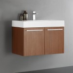 Fresca Vista 30" Teak Wall Hung Modern Bathroom Cabinet w/ Integrated Sink