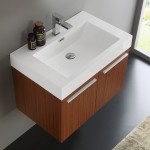 Fresca Vista 30" Teak Wall Hung Modern Bathroom Cabinet w/ Integrated Sink