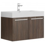 Fresca Vista 30" Walnut Wall Hung Modern Bathroom Cabinet w/ Integrated Sink