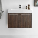 Fresca Vista 30" Walnut Wall Hung Modern Bathroom Cabinet w/ Integrated Sink