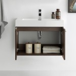 Fresca Vista 30" Walnut Wall Hung Modern Bathroom Cabinet w/ Integrated Sink