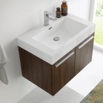 Fresca Vista 30" Walnut Wall Hung Modern Bathroom Cabinet w/ Integrated Sink