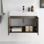 Fresca Vista 30" Gray Oak Wall Hung Modern Bathroom Cabinet w/ Integrated Sink