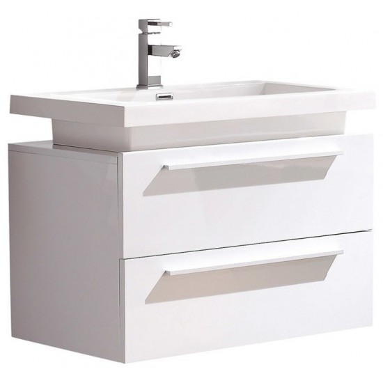 Fresca Medio 32" White Modern Bathroom Cabinet w/ Vessel Sink