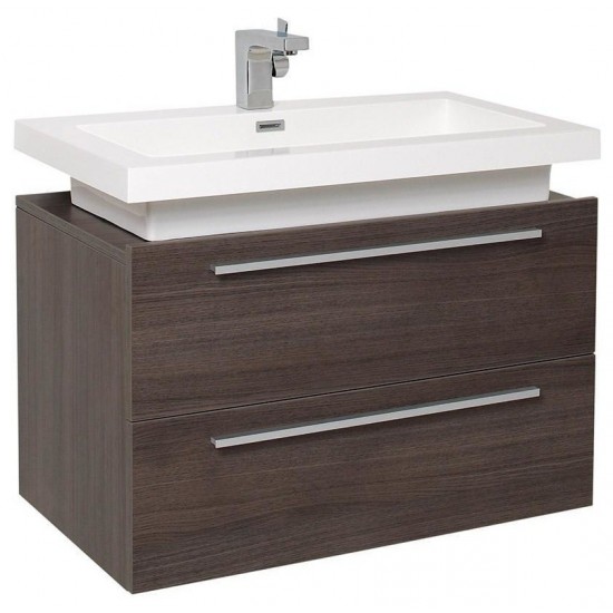 Fresca Medio 32" Gray Oak Modern Bathroom Cabinet w/ Vessel Sink