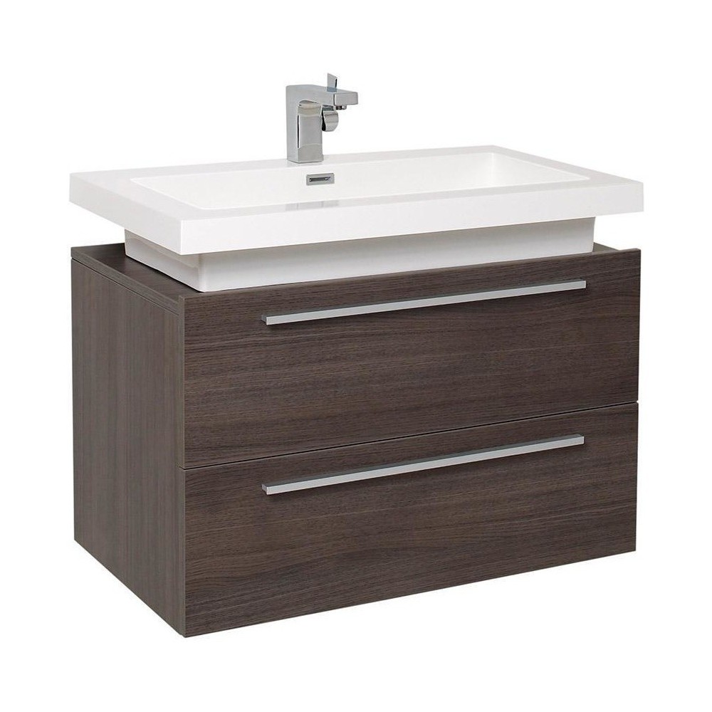 Fresca Medio 32" Gray Oak Modern Bathroom Cabinet w/ Vessel Sink