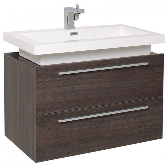 Fresca Medio 32" Gray Oak Modern Bathroom Cabinet w/ Vessel Sink