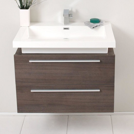 Fresca Medio 32" Gray Oak Modern Bathroom Cabinet w/ Vessel Sink