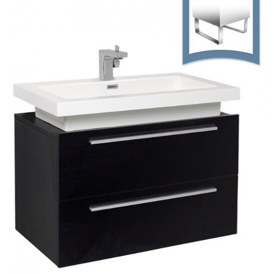 Fresca Medio 32" Black Modern Bathroom Cabinet w/ Vessel Sink