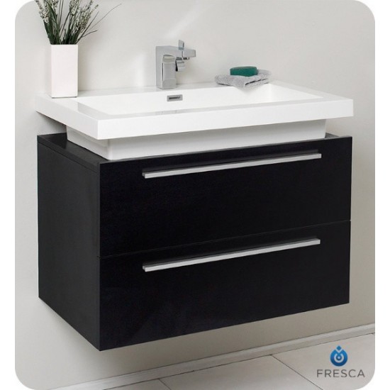 Fresca Medio 32" Black Modern Bathroom Cabinet w/ Vessel Sink