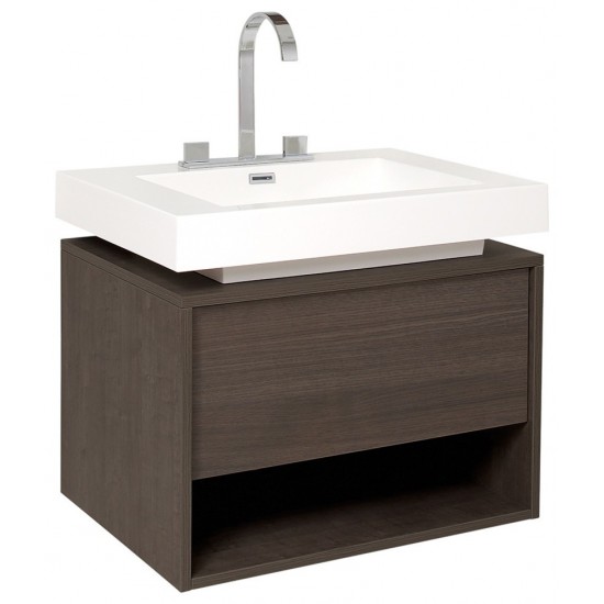 Fresca Potenza 28" Gray Oak Modern Bathroom Cabinet w/ Vessel Sink