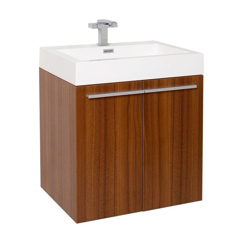 Fresca Alto 23" Teak Modern Bathroom Cabinet w/ Integrated Sink Fresca Alto 23" Teak Modern Bathroom Cabinet w/ Integrated Sink