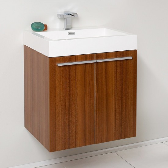 Fresca Alto 23" Teak Modern Bathroom Cabinet w/ Integrated Sink