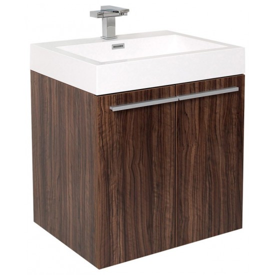 Fresca Alto 23" Walnut Modern Bathroom Cabinet w/ Integrated Sink