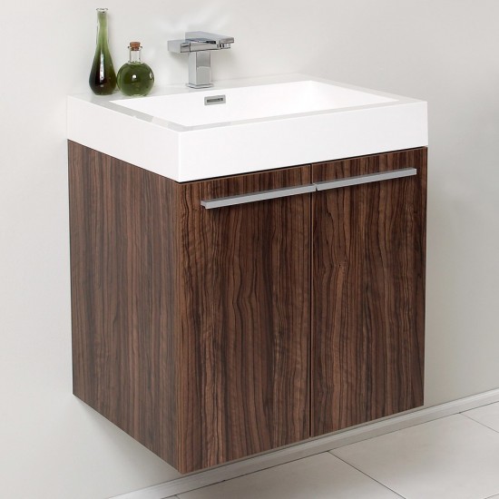 Fresca Alto 23" Walnut Modern Bathroom Cabinet w/ Integrated Sink