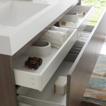 Mezzo 60 Gray Oak Wall Hung Double Sink Bathroom Cabinet w/ Integrated Sink