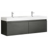 Mezzo 60" Black Wall Hung Double Sink Modern Bathroom Cabinet w/ Integrated Sink