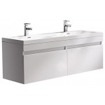 Fresca Largo 57"White Modern Double Sink Bathroom Cabinet w/ Integrated Sinks