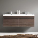 Largo 57" Gray Oak Modern Double Sink Bathroom Cabinet w/ Integrated Sinks