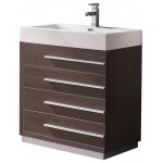 Fresca Livello 30" Gray Oak Modern Bathroom Cabinet w/ Integrated Sink