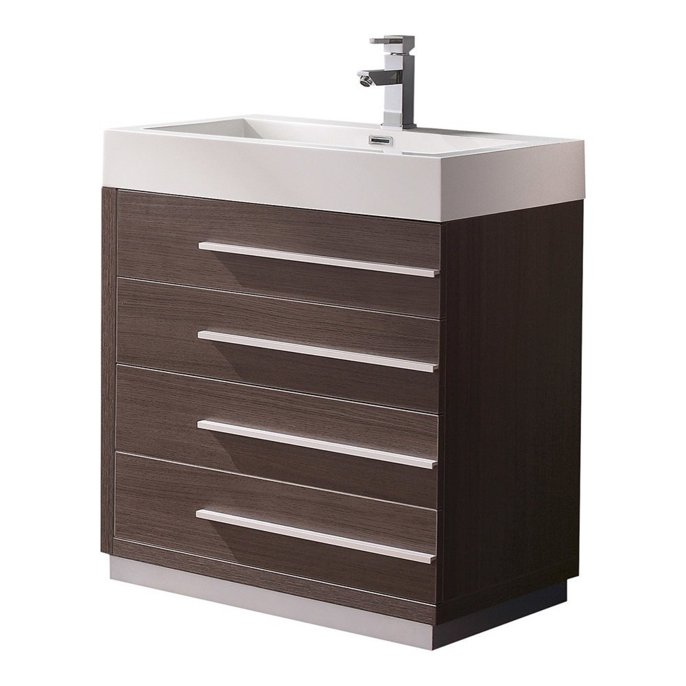 Fresca Livello 30" Gray Oak Modern Bathroom Cabinet w/ Integrated Sink Fresca Livello 30" Gray Oak Modern Bathroom Cabinet w/ Integrated Sink