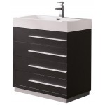 Fresca Livello 30" Black Modern Bathroom Cabinet w/ Integrated Sink