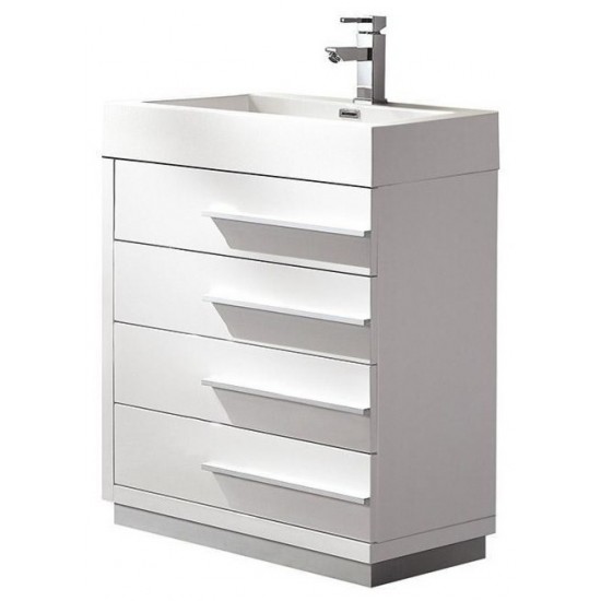 Fresca Livello 24" White Modern Bathroom Cabinet w/ Integrated Sink