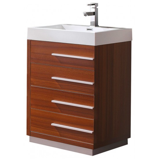 Fresca Livello 24" Teak Modern Bathroom Cabinet w/ Integrated Sink