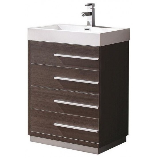 Fresca Livello 24" Gray Oak Modern Bathroom Cabinet w/ Integrated Sink