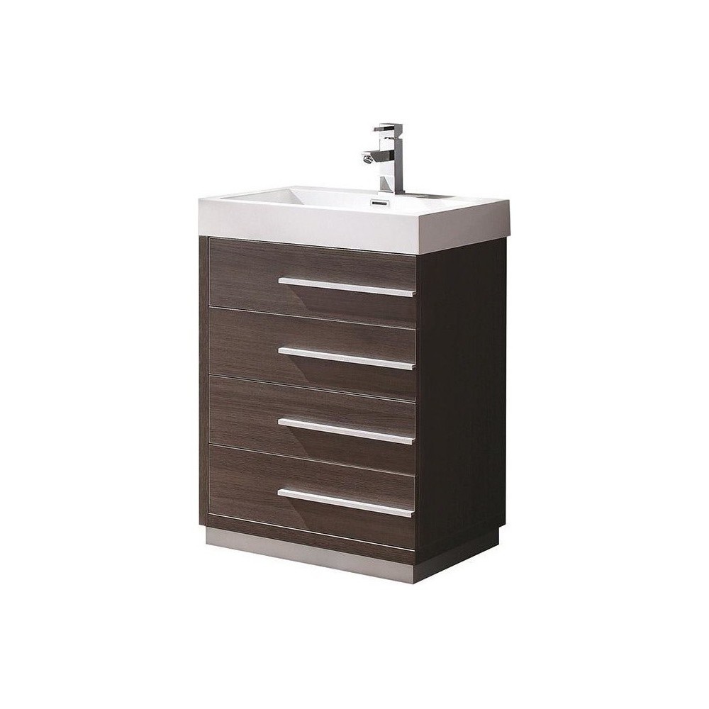 Fresca Livello 24" Gray Oak Modern Bathroom Cabinet w/ Integrated Sink