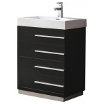 Fresca Livello 24" Black Modern Bathroom Cabinet w/ Integrated Sink