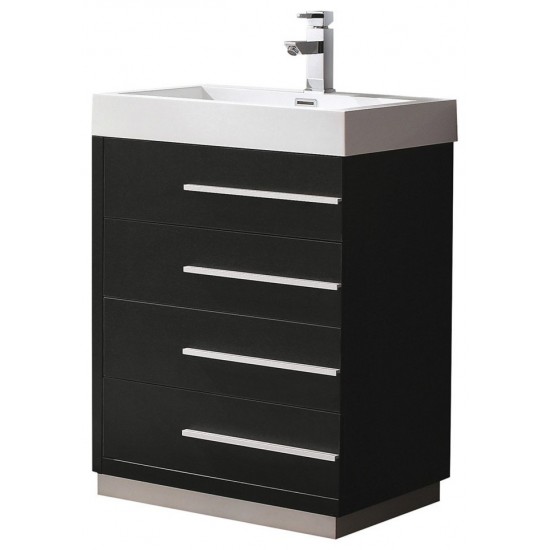 Fresca Livello 24" Black Modern Bathroom Cabinet w/ Integrated Sink