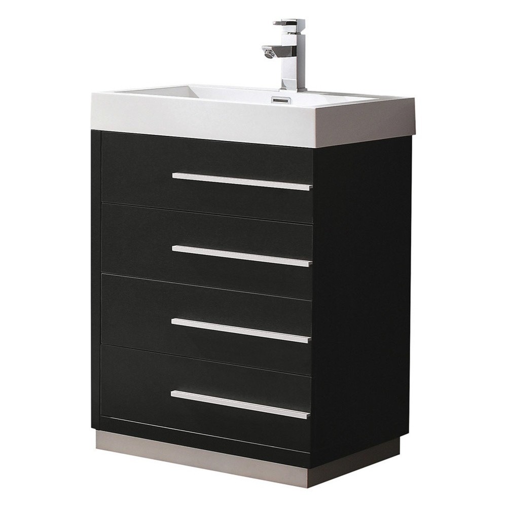 Fresca Livello 24" Black Modern Bathroom Cabinet w/ Integrated Sink