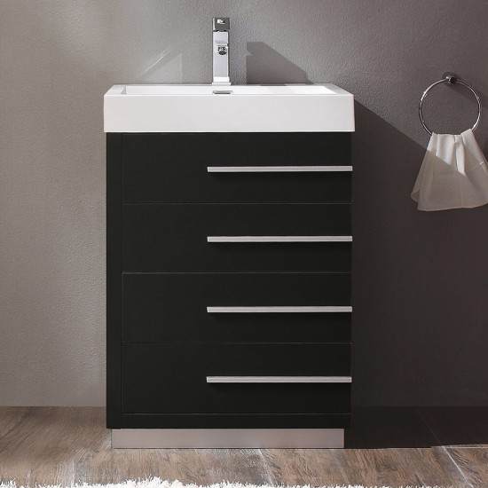 Fresca Livello 24" Black Modern Bathroom Cabinet w/ Integrated Sink