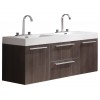 Opulento 54" Gray Oak Modern Double Sink Bathroom Cabinet w/ Integrated Sinks