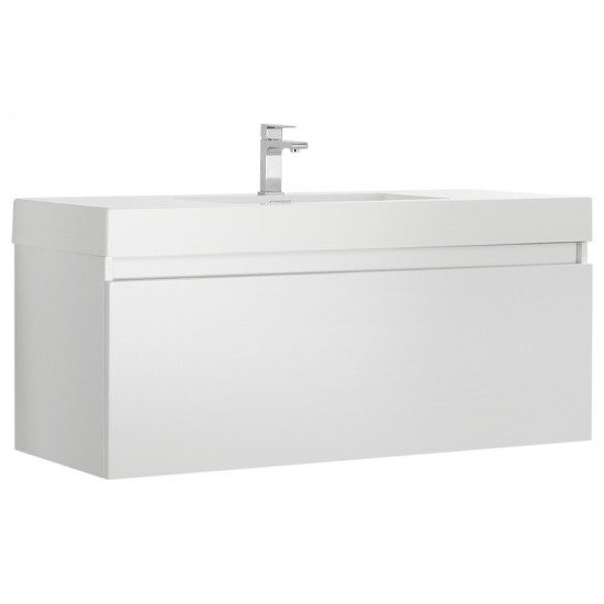 Fresca Mezzo 48" White Wall Hung Modern Bathroom Cabinet w/ Integrated Sink