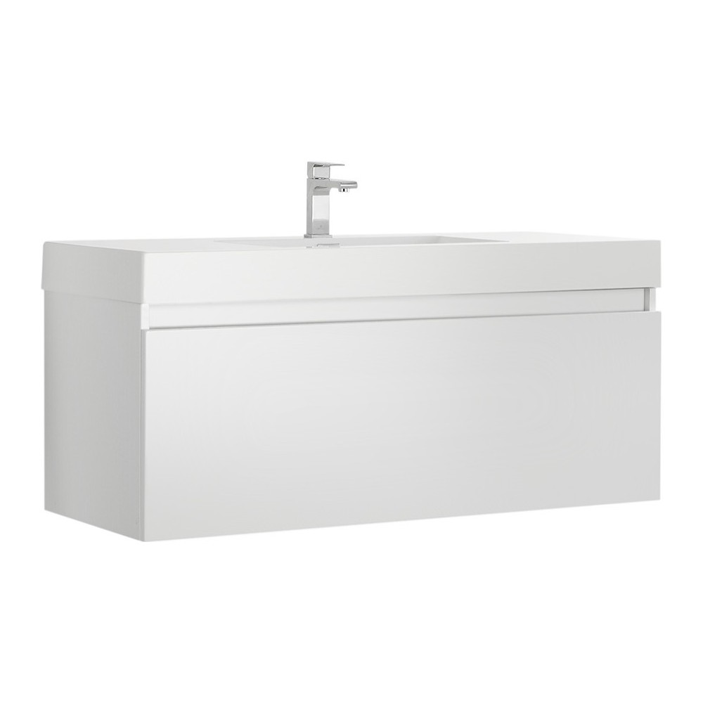 Fresca Mezzo 48" White Wall Hung Modern Bathroom Cabinet w/ Integrated Sink