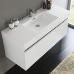 Fresca Mezzo 48" White Wall Hung Modern Bathroom Cabinet w/ Integrated Sink