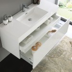 Fresca Mezzo 48" White Wall Hung Modern Bathroom Cabinet w/ Integrated Sink