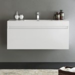 Fresca Mezzo 48" White Wall Hung Modern Bathroom Cabinet w/ Integrated Sink