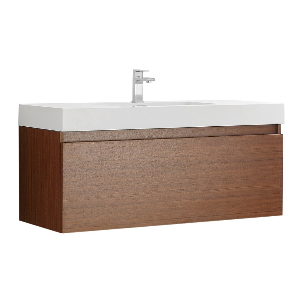 Fresca Mezzo 48" Teak Wall Hung Modern Bathroom Cabinet w/ Integrated Sink