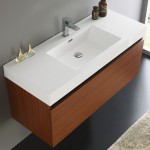 Fresca Mezzo 48" Teak Wall Hung Modern Bathroom Cabinet w/ Integrated Sink